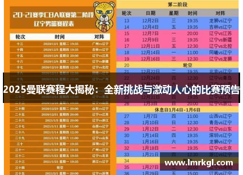 2025曼联赛程大揭秘:全新挑战与激动人心的比赛预告 2025曼联赛程大揭秘:全新挑战与激动人心的比赛预告